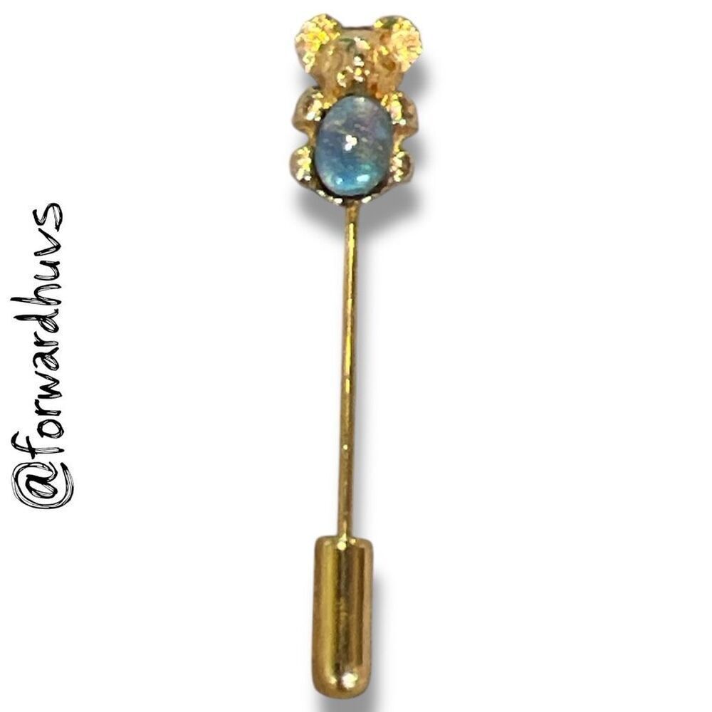 Vintage Gold Tone Hat Pin – Koala Bear Motif with Faux Opal